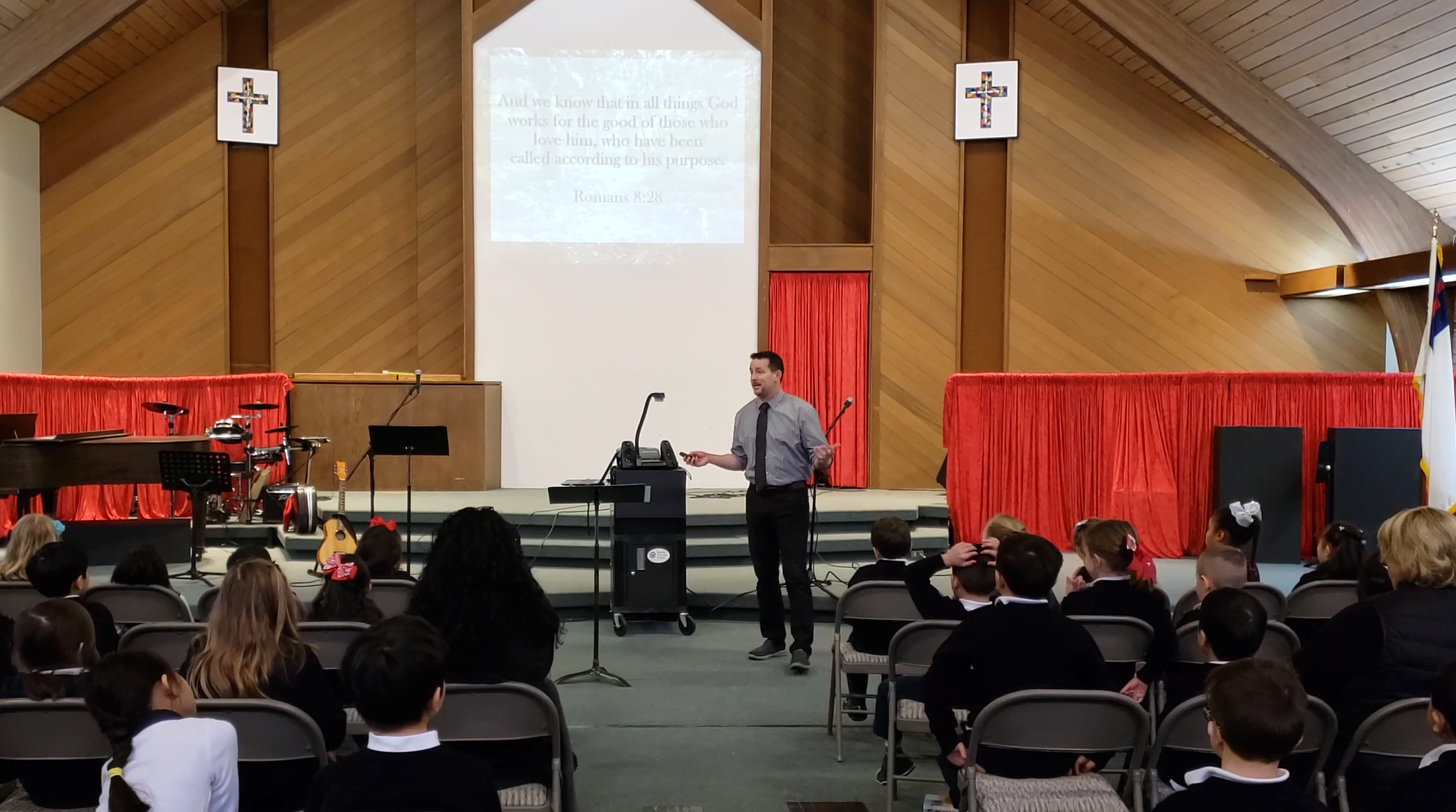 Todd teaching K-2 chapel